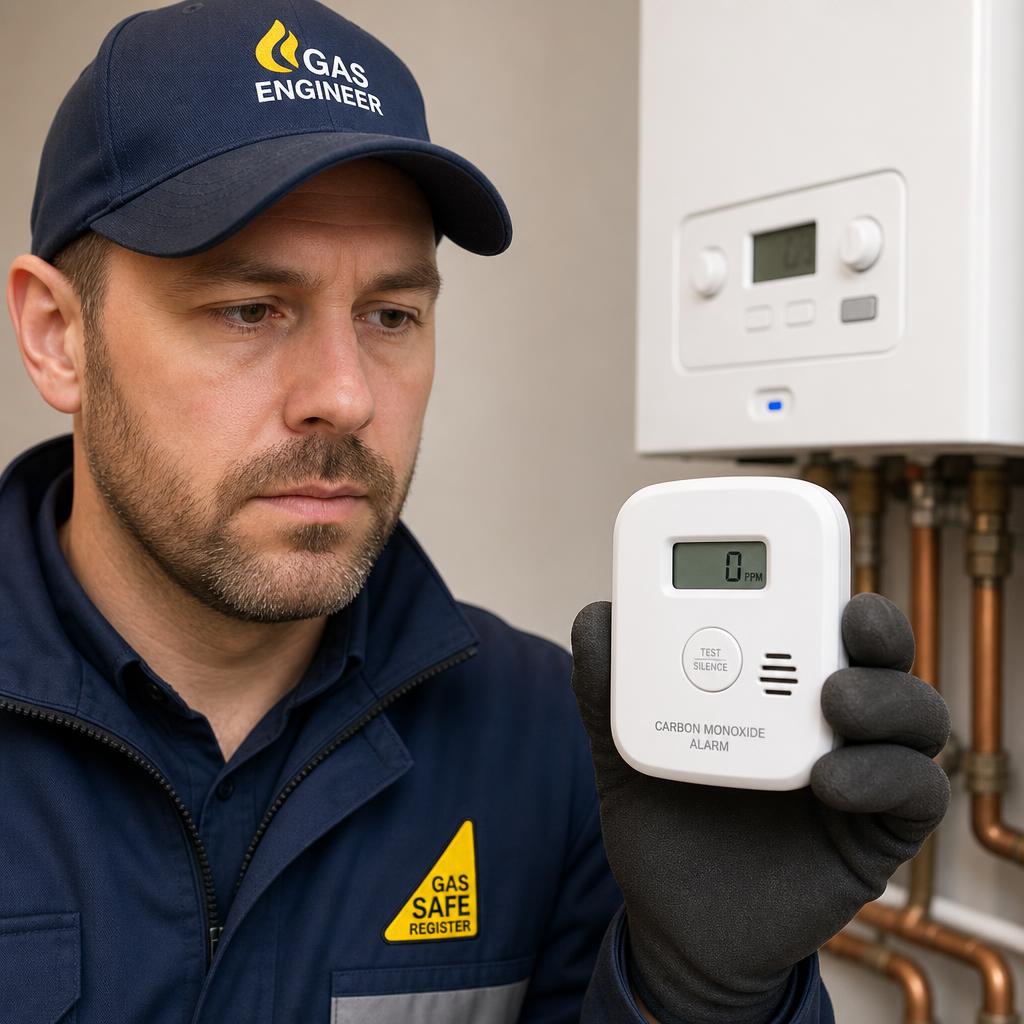 RGII engineer carrying out a boiler safety check